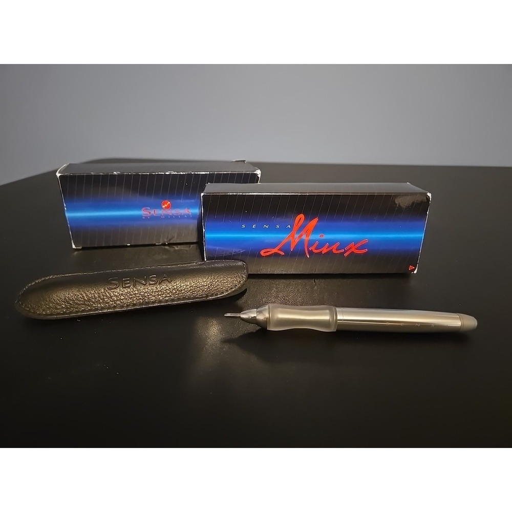 Sensa Minx Geneva Silver Ballpoint Pen & Leather Case In Original Box